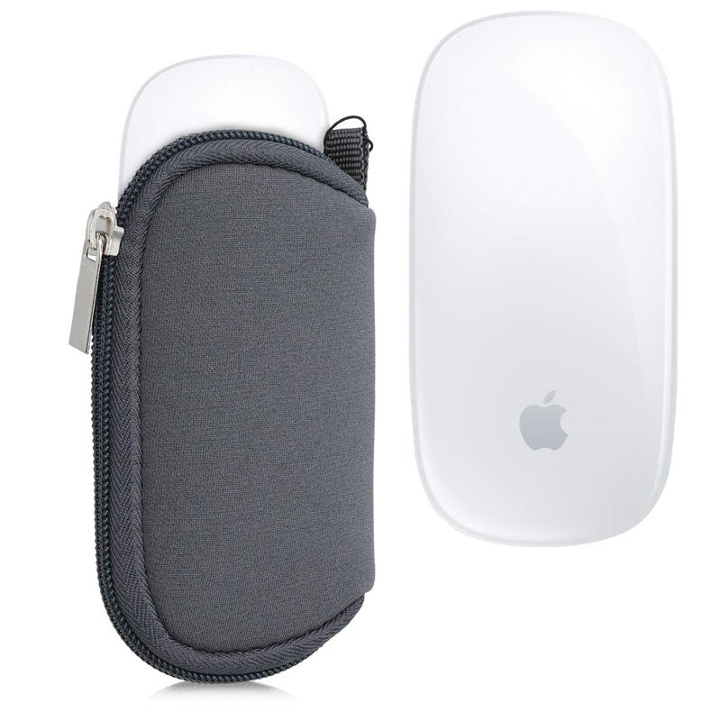 kwmobile Neoprene Case Compatible with Apple Magic Mouse 1/2 - Case for Mouse Soft Pouch Carry Bag - Grey - Image 5